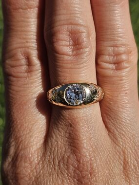 14k Yellow Gold Dome Ring 1.43 ctw Old Euro Diamond GIA Certified